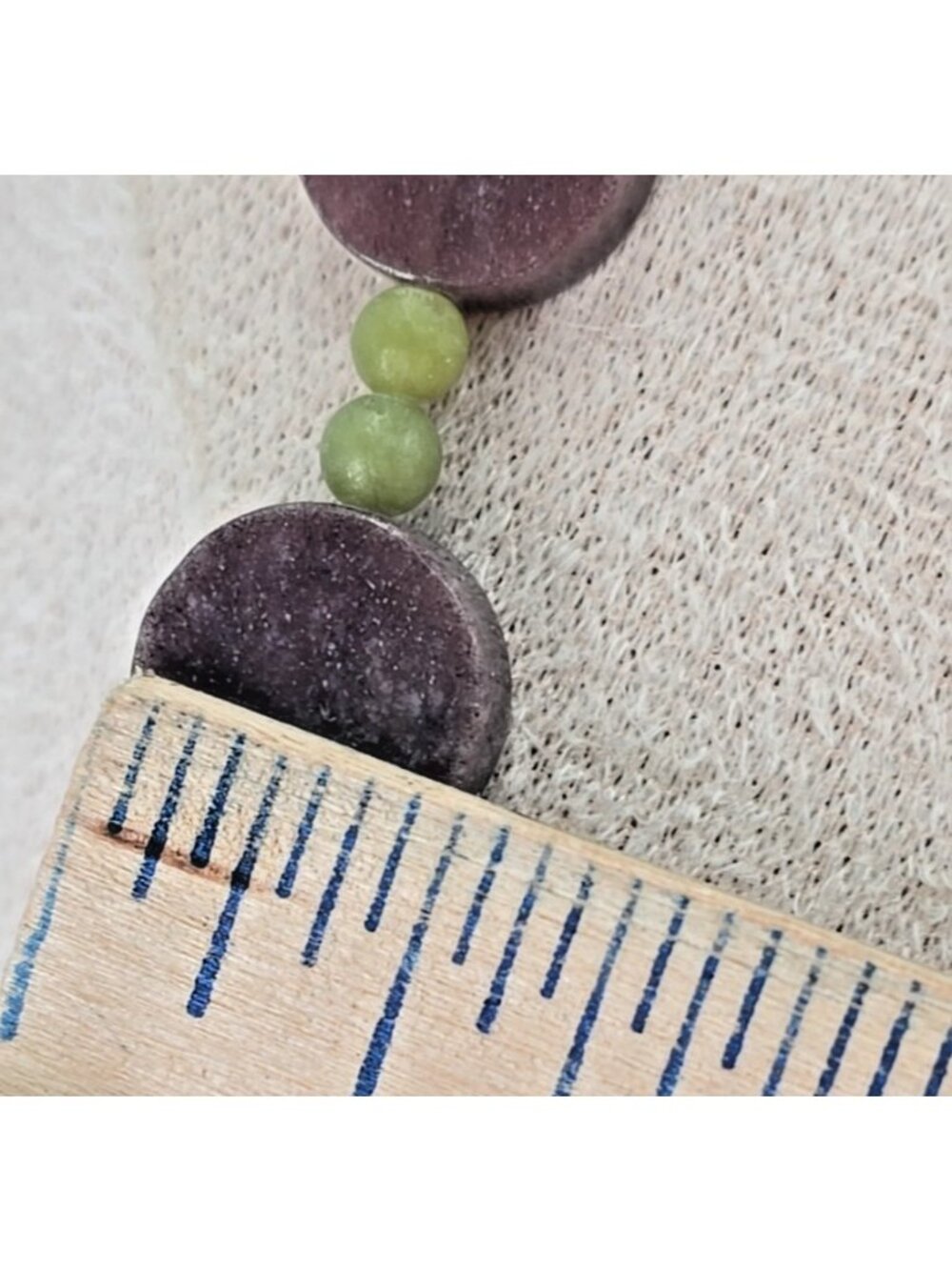 Artisan Natural Stone Statement Necklace Purple Green Beaded Pendant Boho Earthy - Picture 6 of 11